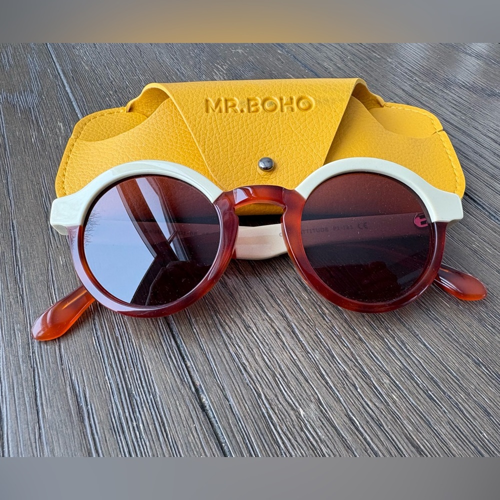Mr Boho tortoise shell and cream sunglasses with case, originally $72 asking $35